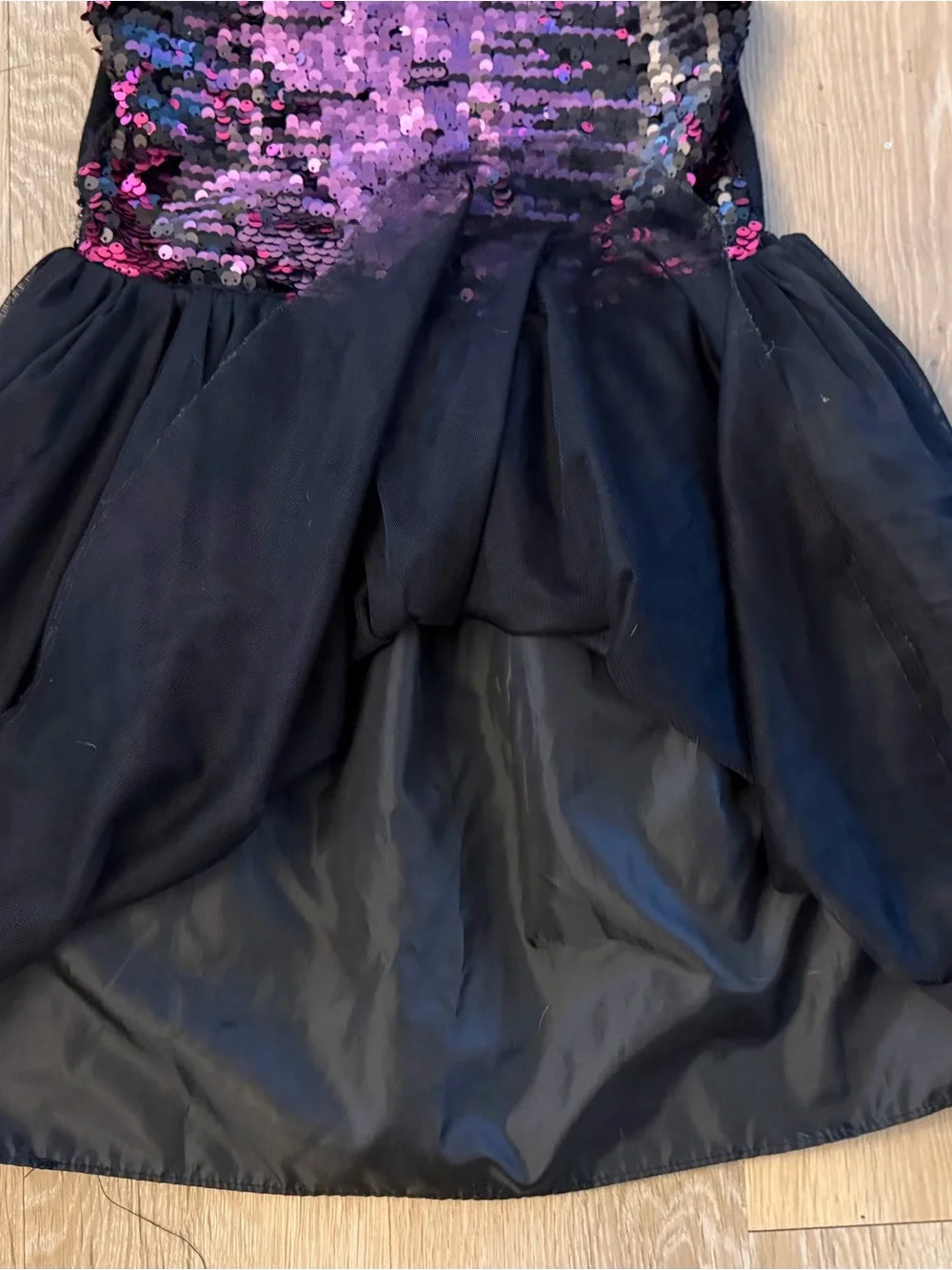 Cat& Jack Girl's Size 7/8 Black Dress With Purple Sequin Bodice Tulle Skirt